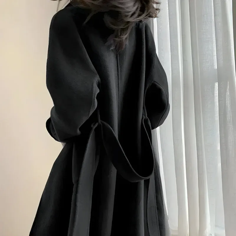 Dark Academia Belted Long Coat