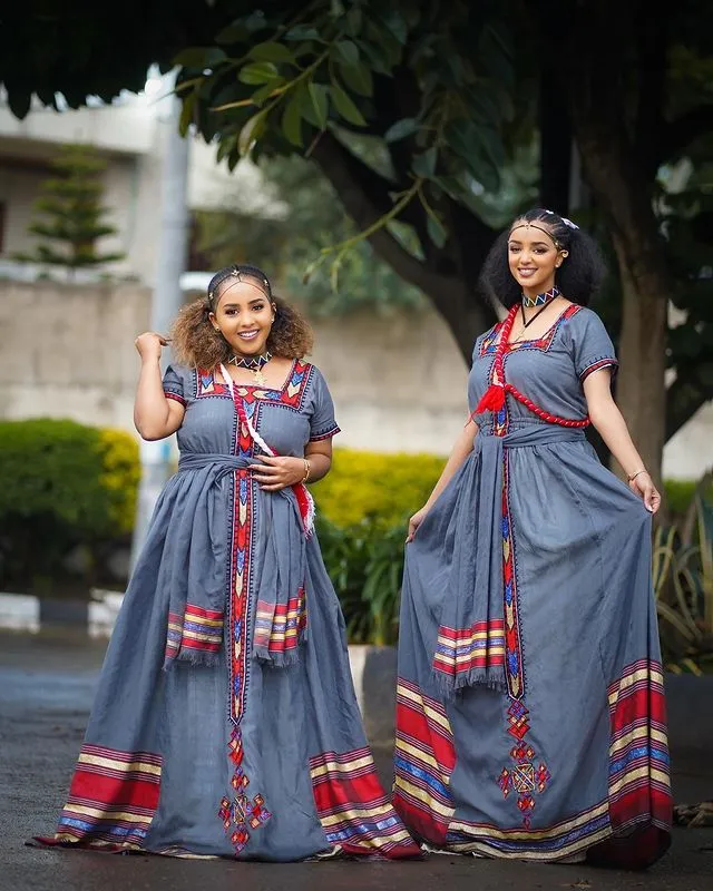 Dark Grey Stylish Ashenda Dress Elegant Habesha Kemis