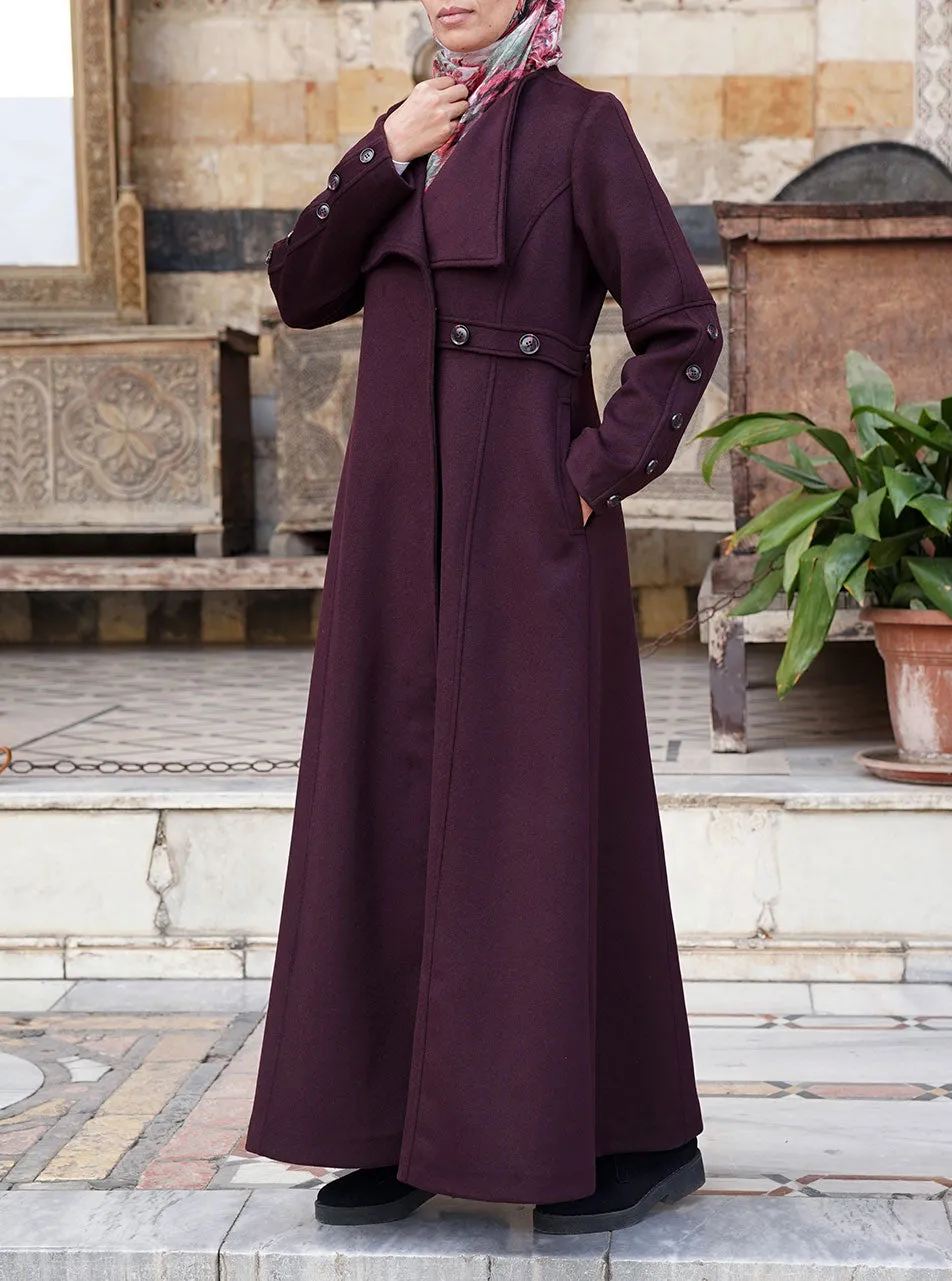 Decorative Buttoned Wool Coat