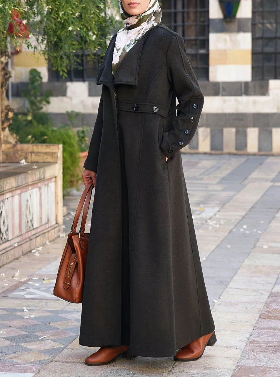 Decorative Buttoned Wool Coat