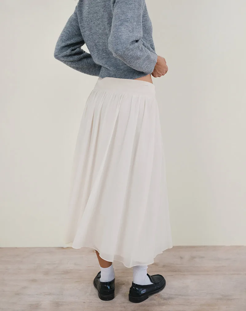 Derika V Waist Maxi Skirt in Cream