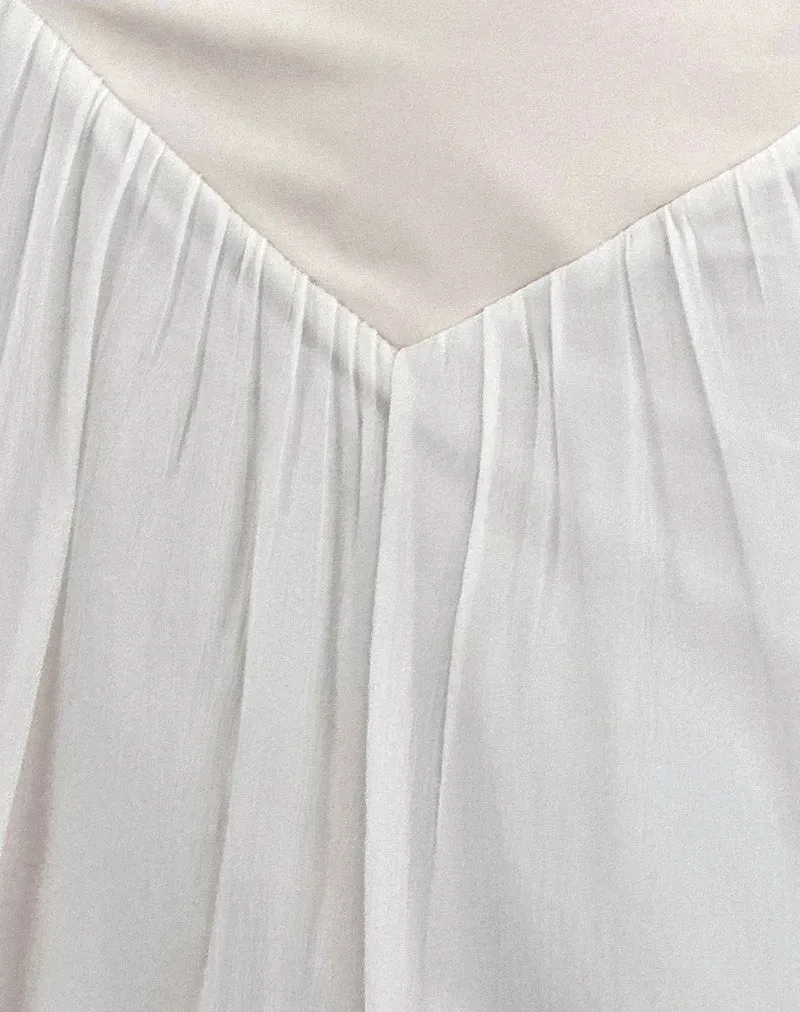 Derika V Waist Maxi Skirt in Cream