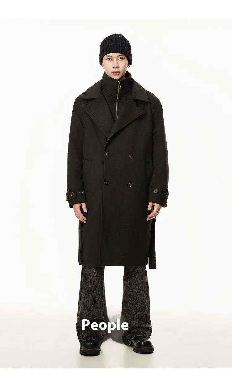 Double Breasted Men's Over the Knee Trench Coat – High Grade Elegance