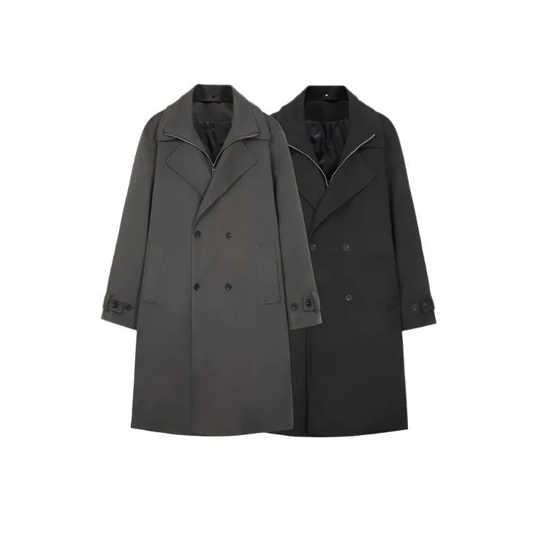 Double Breasted Men's Over the Knee Trench Coat – High Grade Elegance