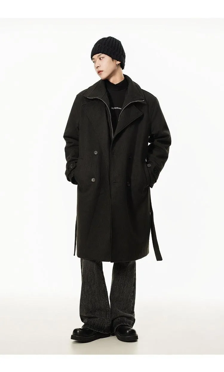 Double Breasted Men's Over the Knee Trench Coat – High Grade Elegance