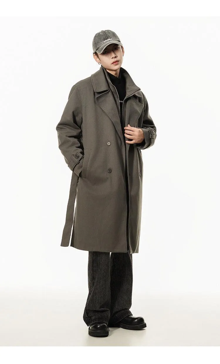 Double Breasted Men's Over the Knee Trench Coat – High Grade Elegance