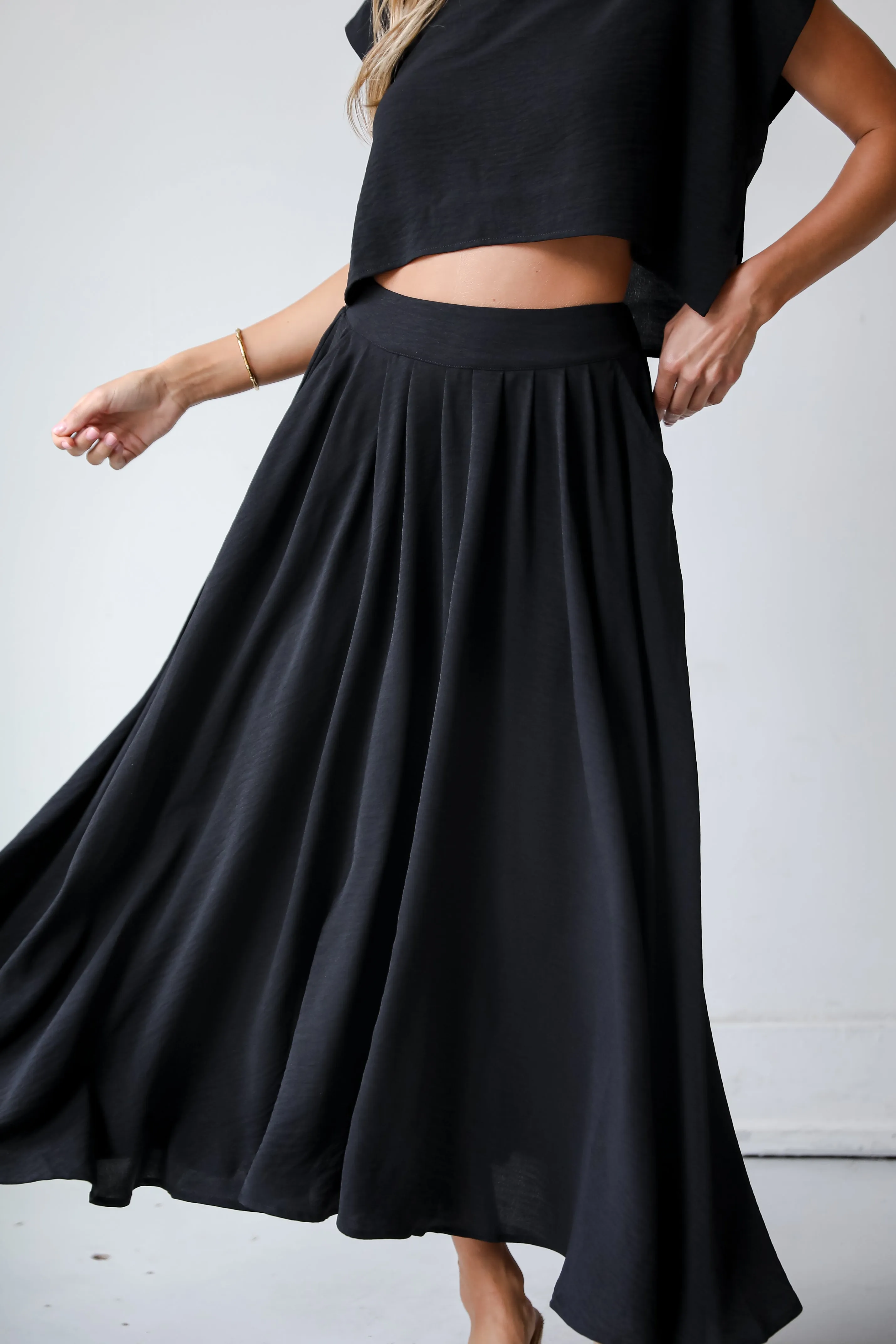 Effortless Escape Black Maxi Skirt - DU DEAL