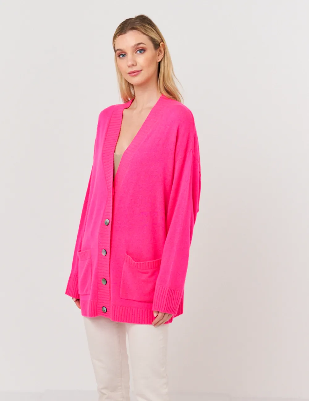 Embroidered Eye Cardi - Neon Pink