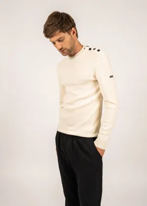 Estran wool sailor jumper - in thin knit, shoulder buttoning (ECUME)