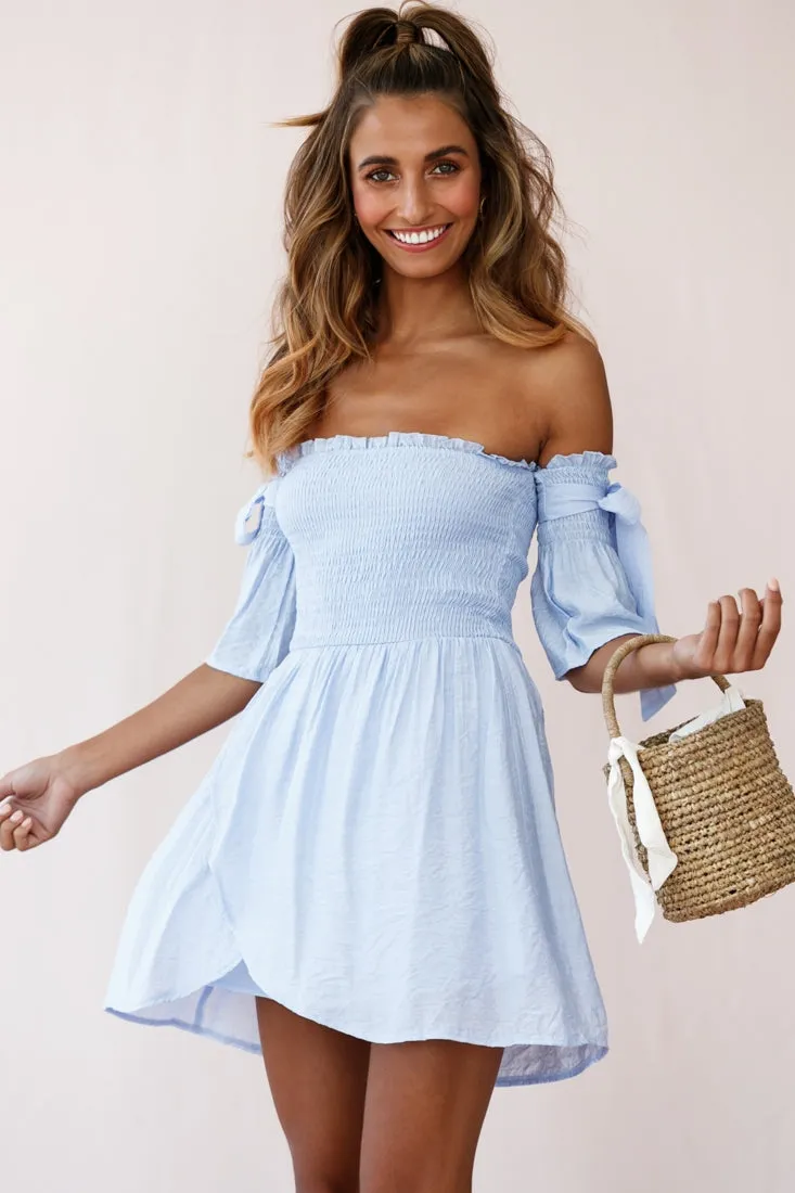 Eva Babydoll Off-The-Shoulder Dress Steel Blue