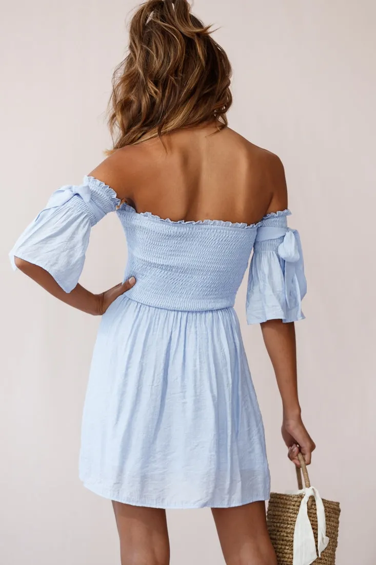 Eva Babydoll Off-The-Shoulder Dress Steel Blue