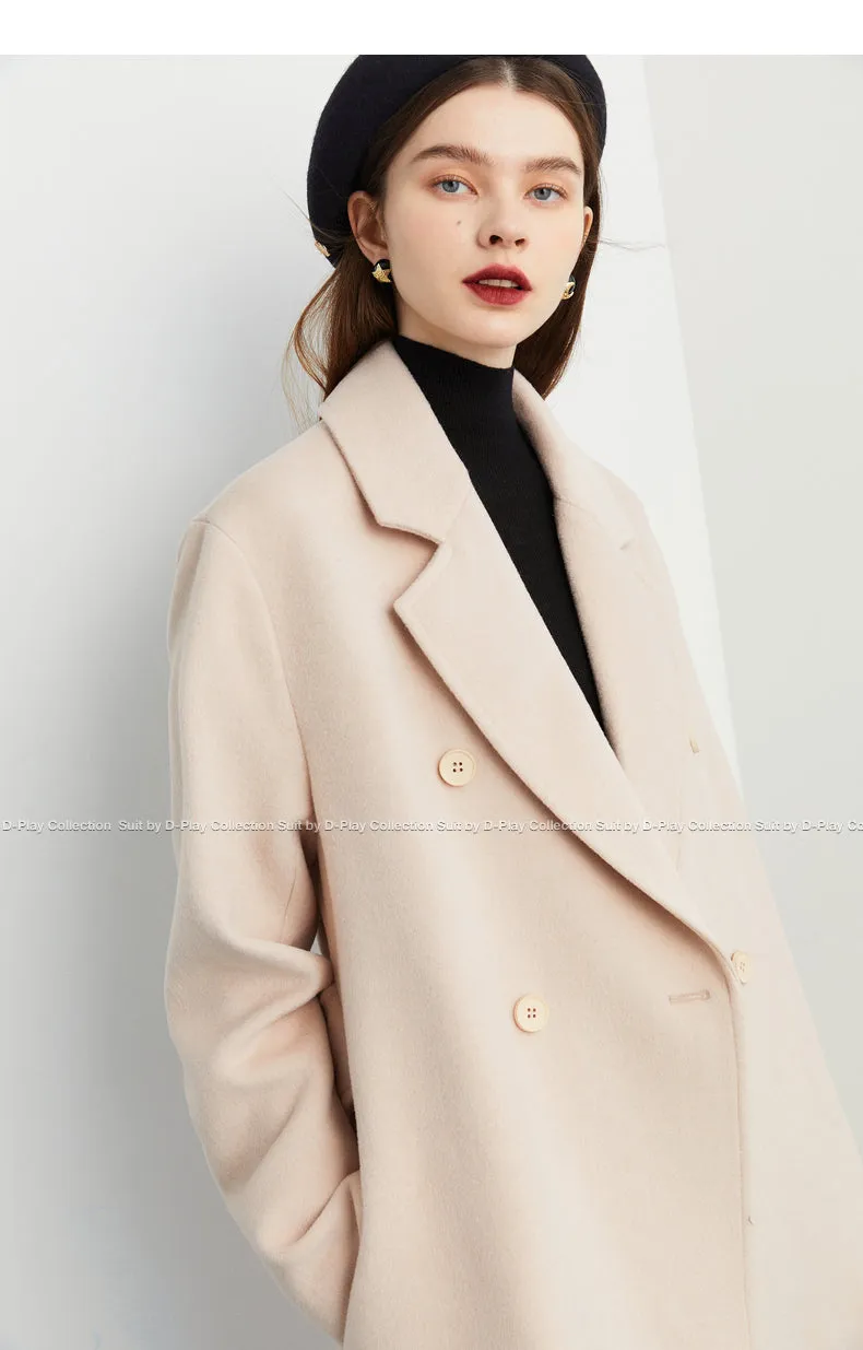 Fall autumn winter lapel double breasted wool coat - Candace