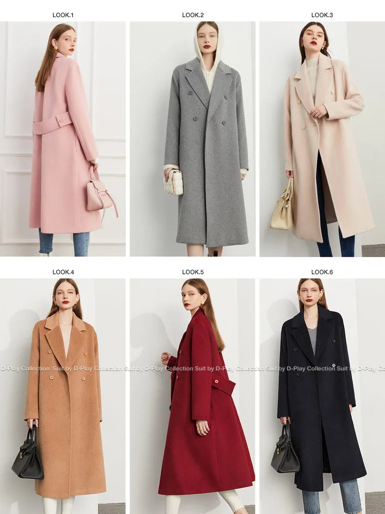 Fall autumn winter lapel double breasted wool coat - Candace