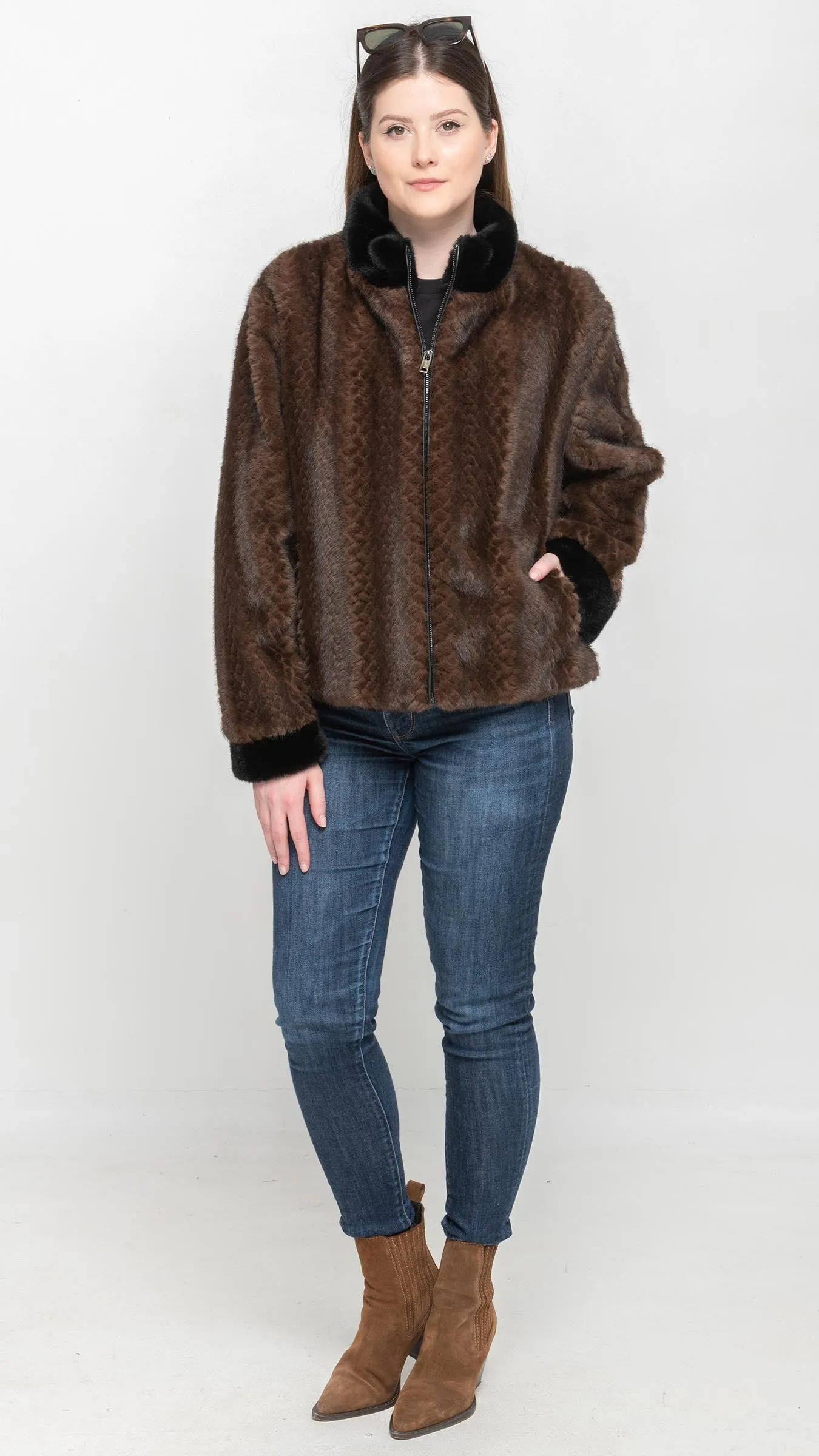 Faux Fur Coat in Brown