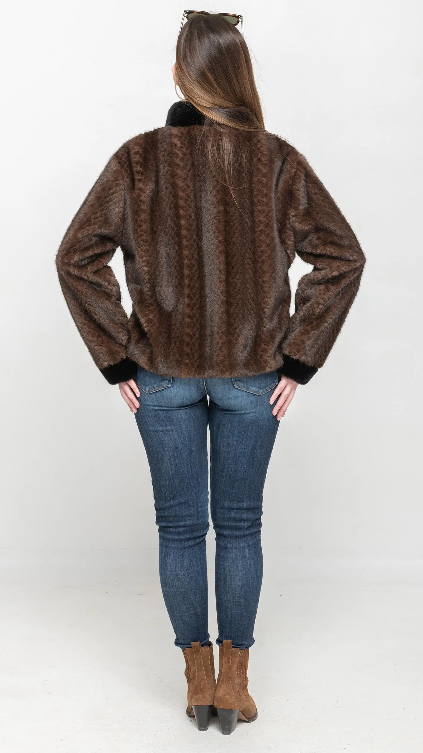 Faux Fur Coat in Brown