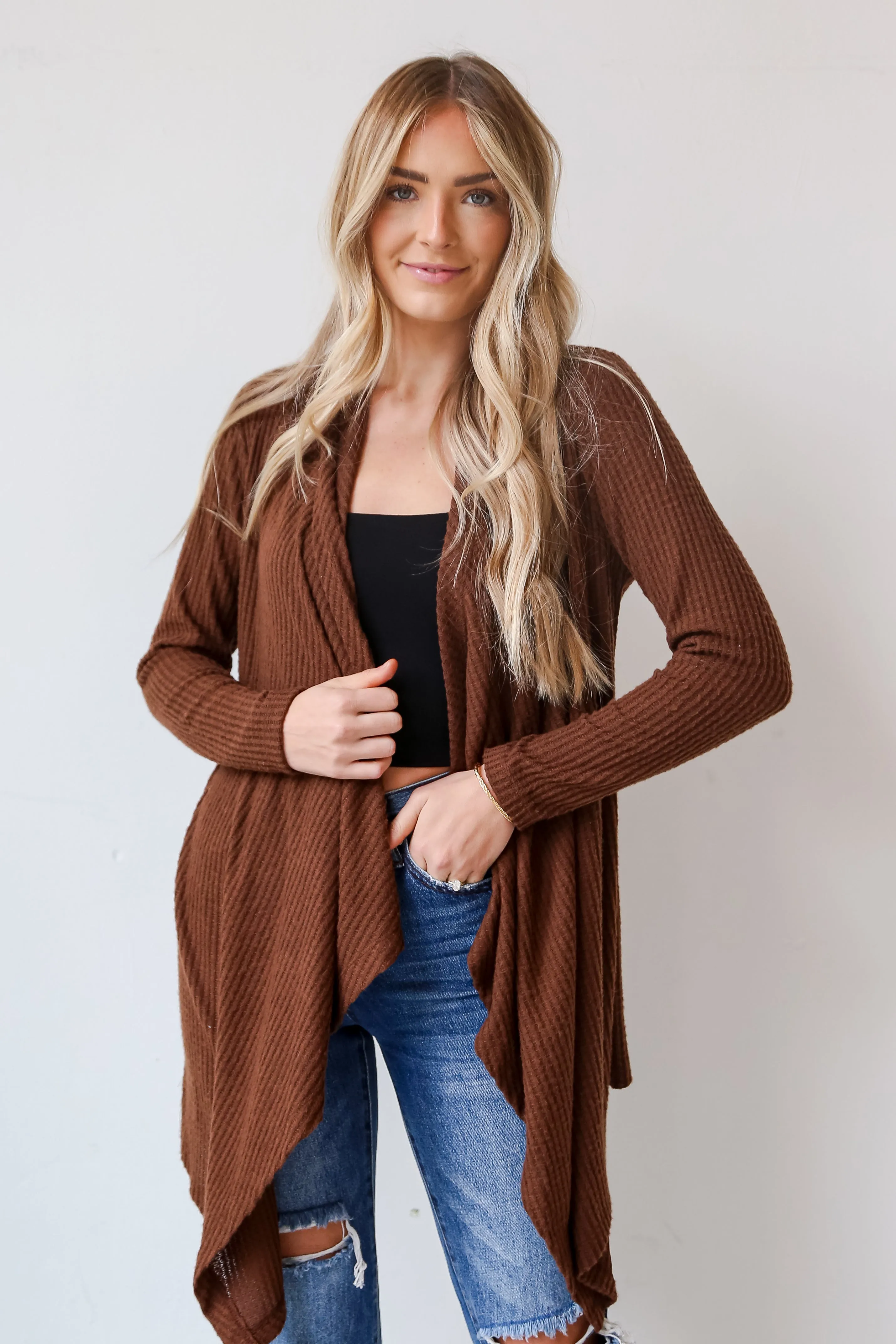 FINAL SALE - Corinne Brushed Waffle Knit Cardigan - DOORBUSTER