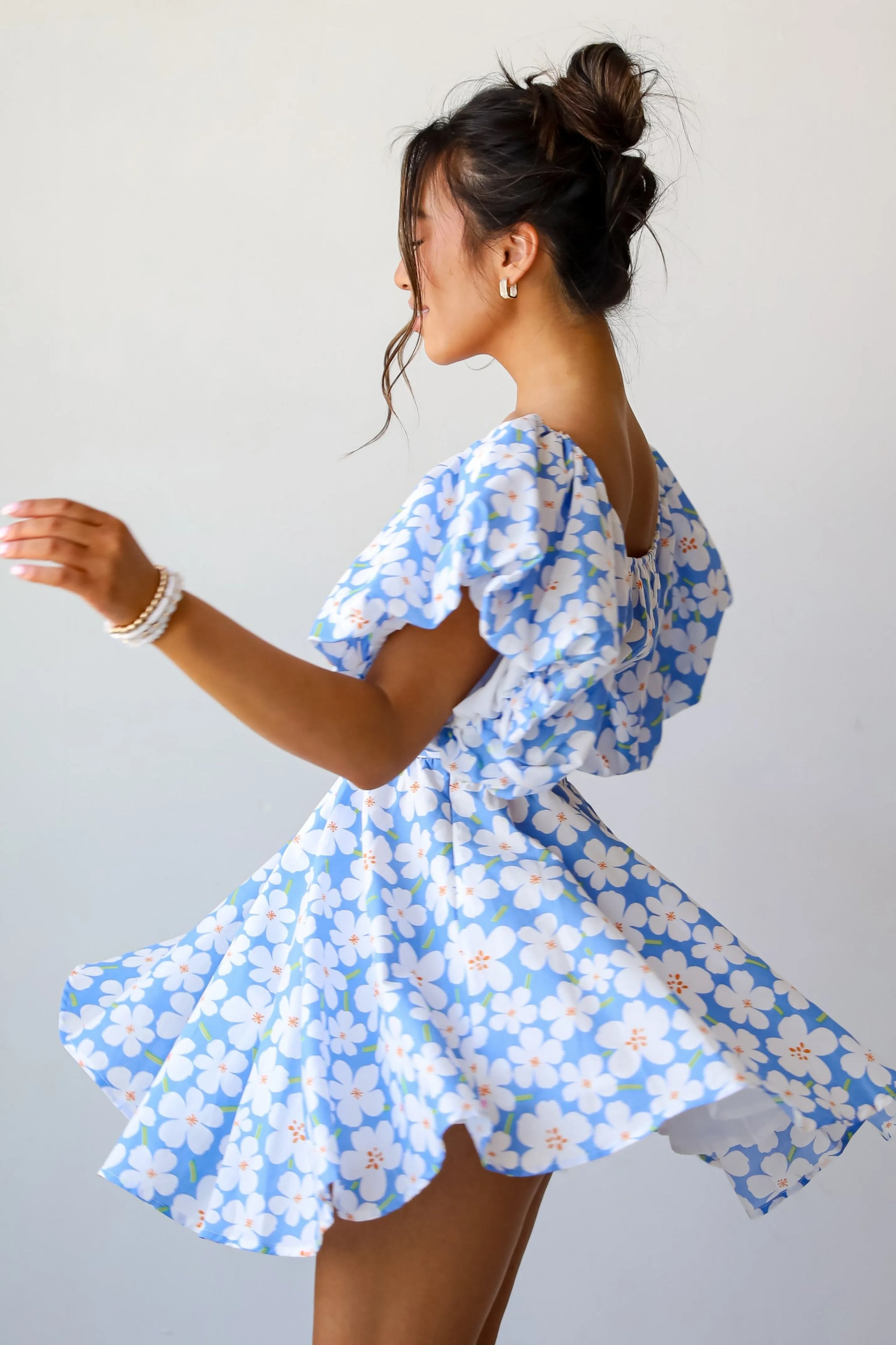 FINAL SALE - Memorable Poise Blue Floral Mini Dress