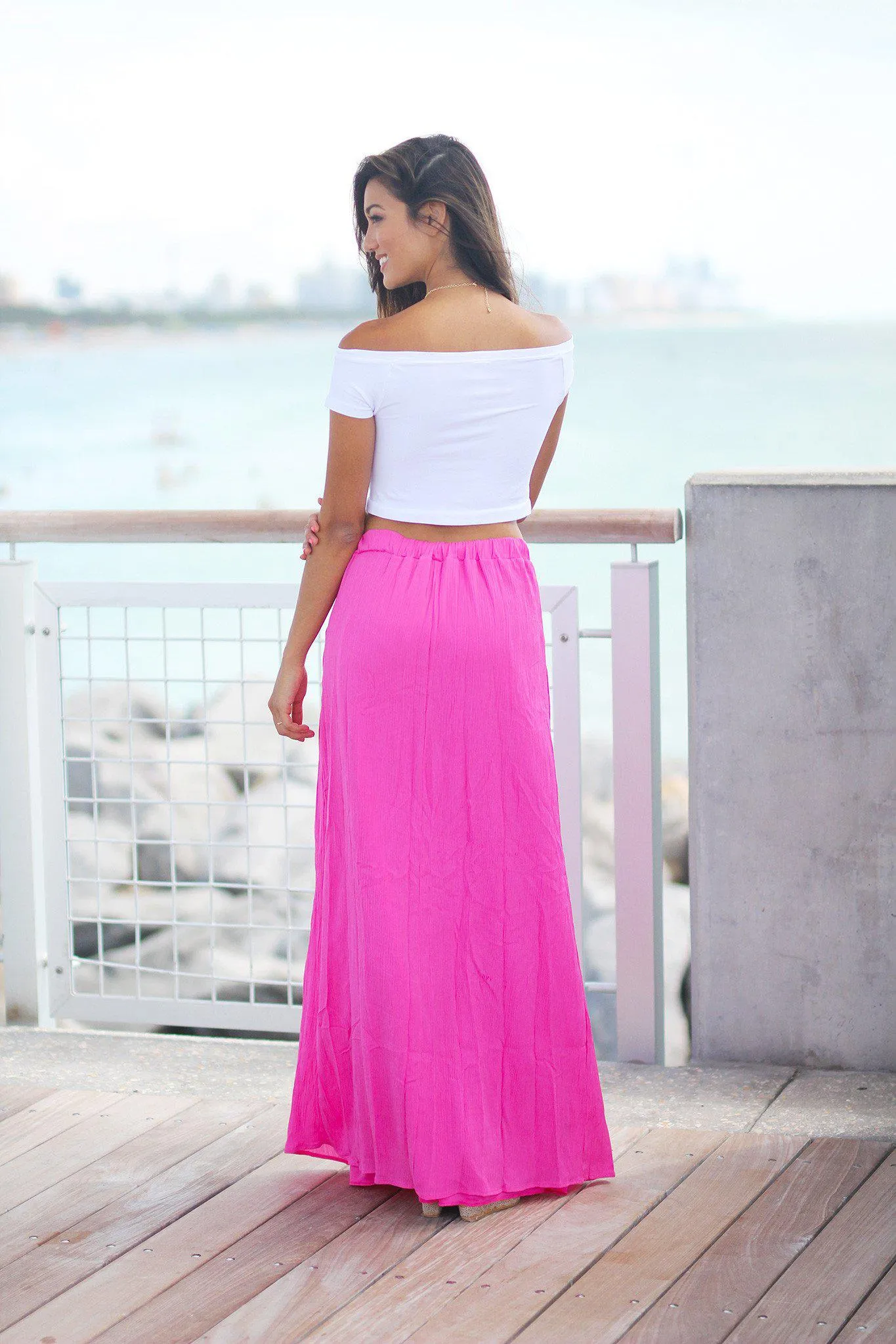 Fuchsia Maxi Skirt with Pockets