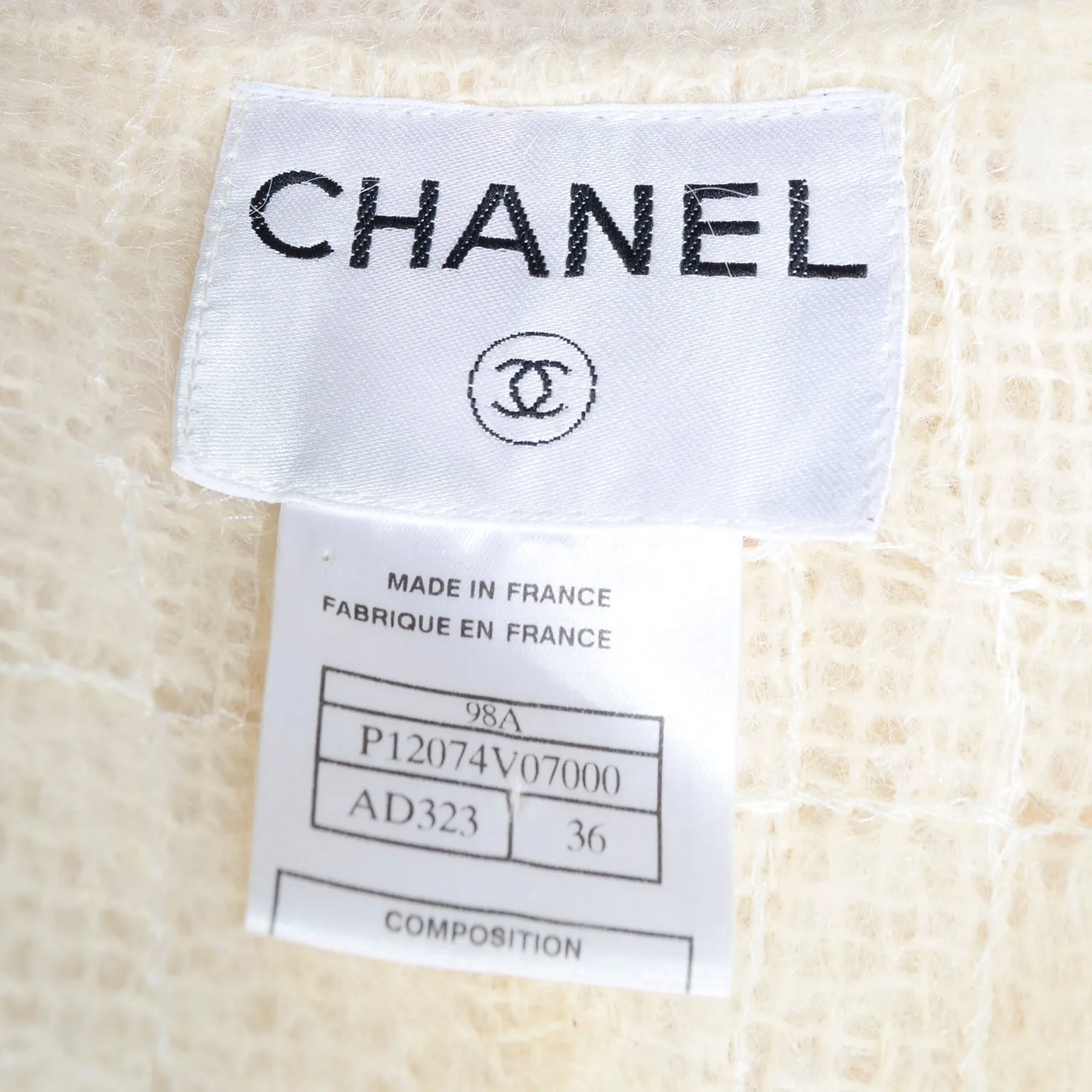 F/W 1998 Chanel Cream Mohair Wool Wrap Coat w/ Waist Tie