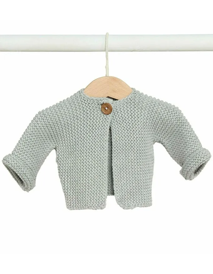 Garter Stitch Baby Cardi Grey