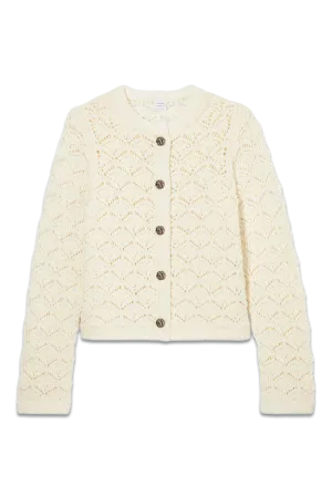 Geometric Crochet Cardigan, Ecru