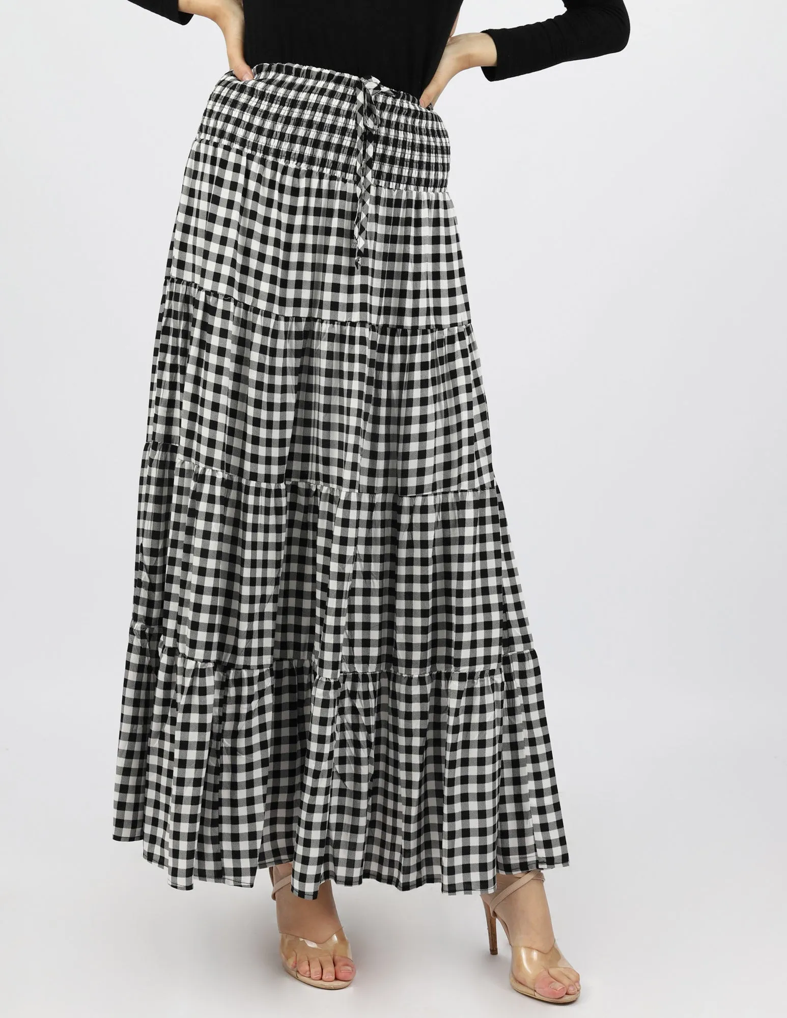 Gingham Tiered Skirt