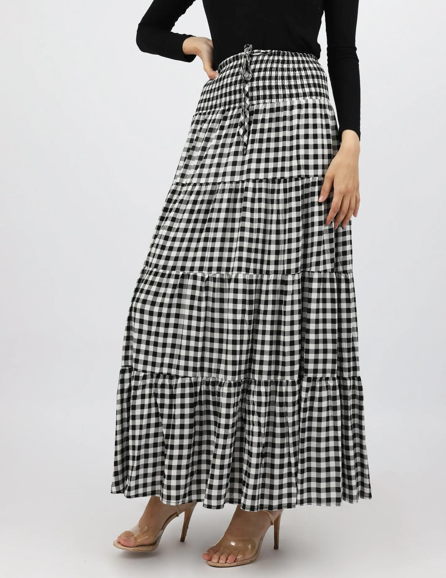 Gingham Tiered Skirt