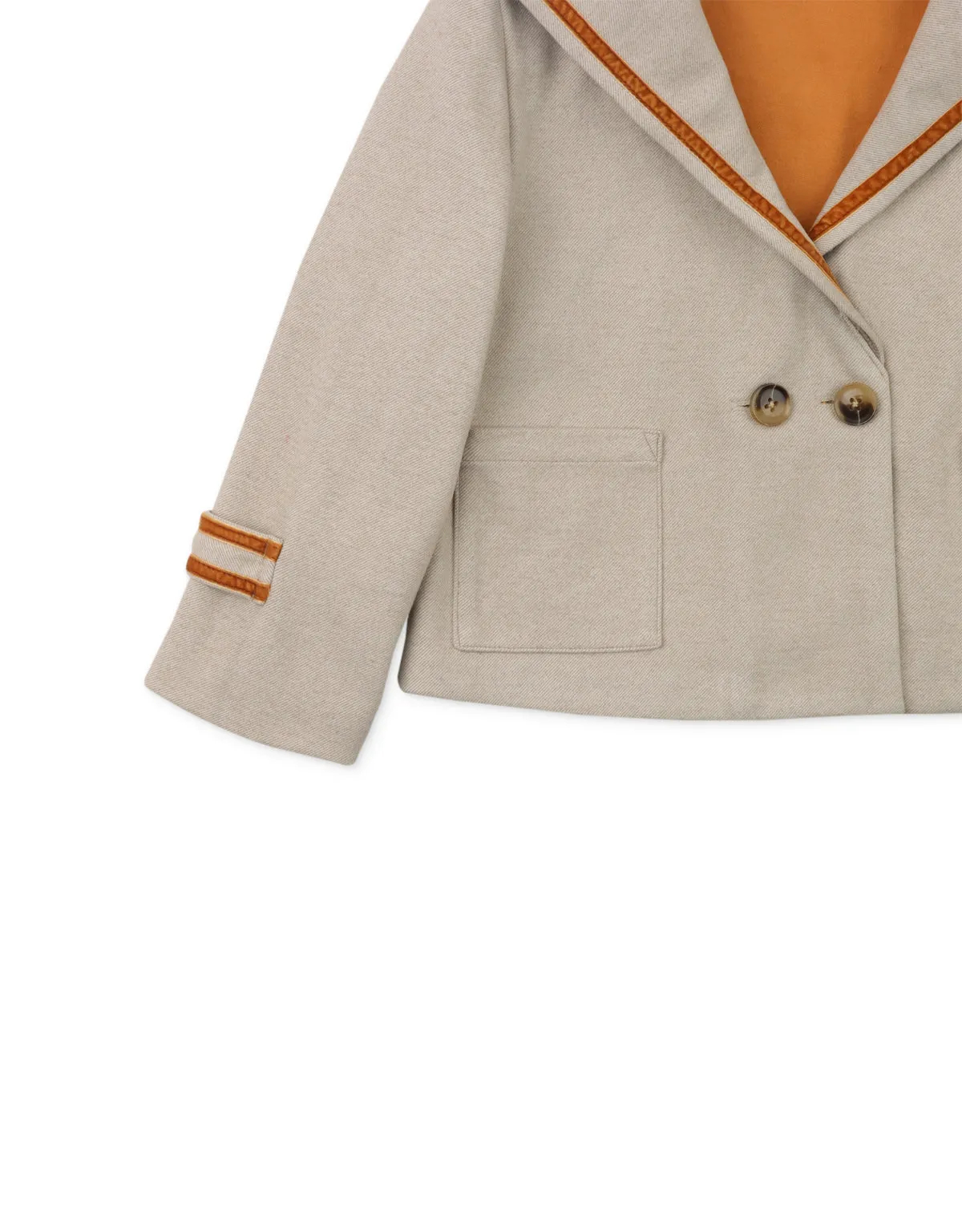 GIRLS SAILOR WOOL COAT WITH  VELVET TRIM