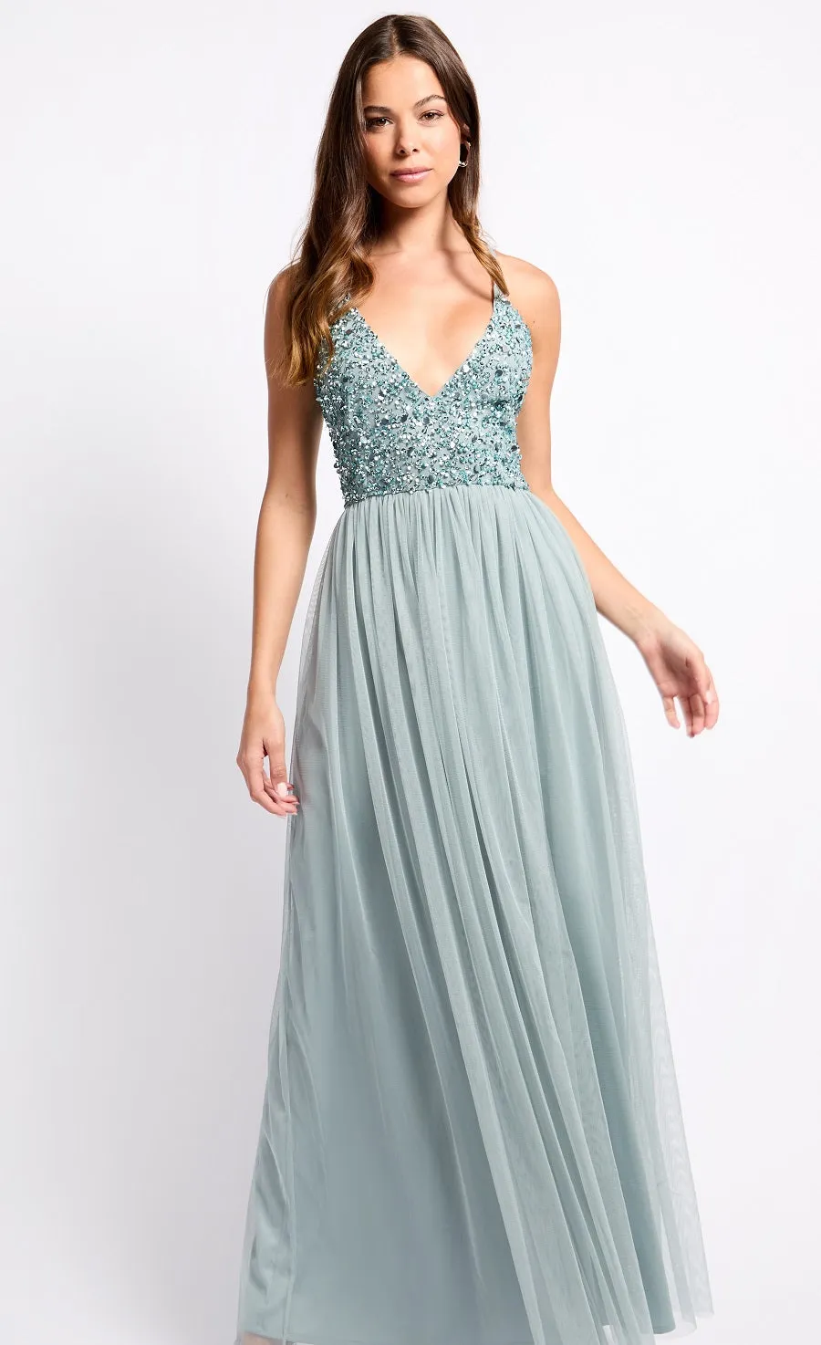 Grey Embellished Maxi Dress