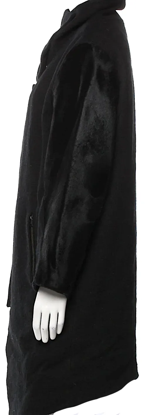 HELMUT LANG. Black Wool Blend Knee Length Coat