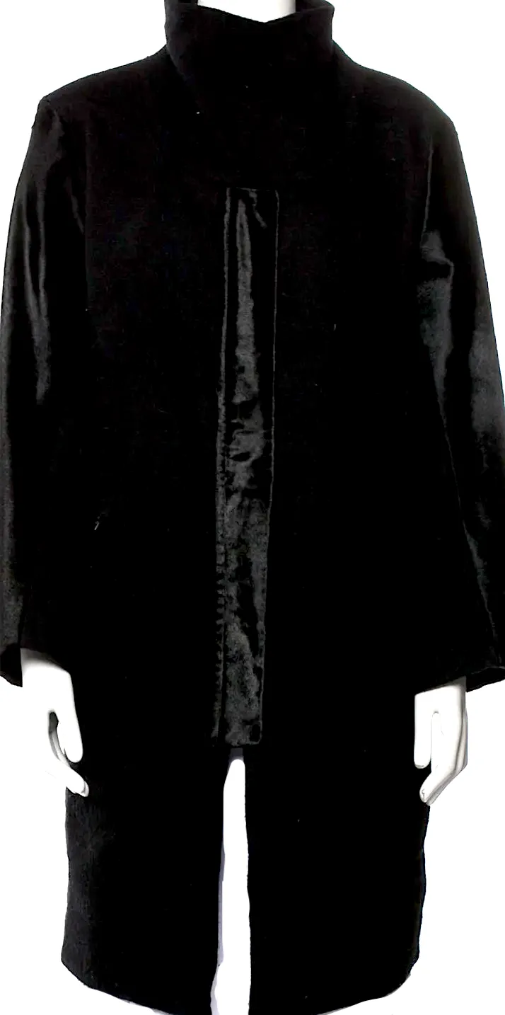 HELMUT LANG. Black Wool Blend Knee Length Coat