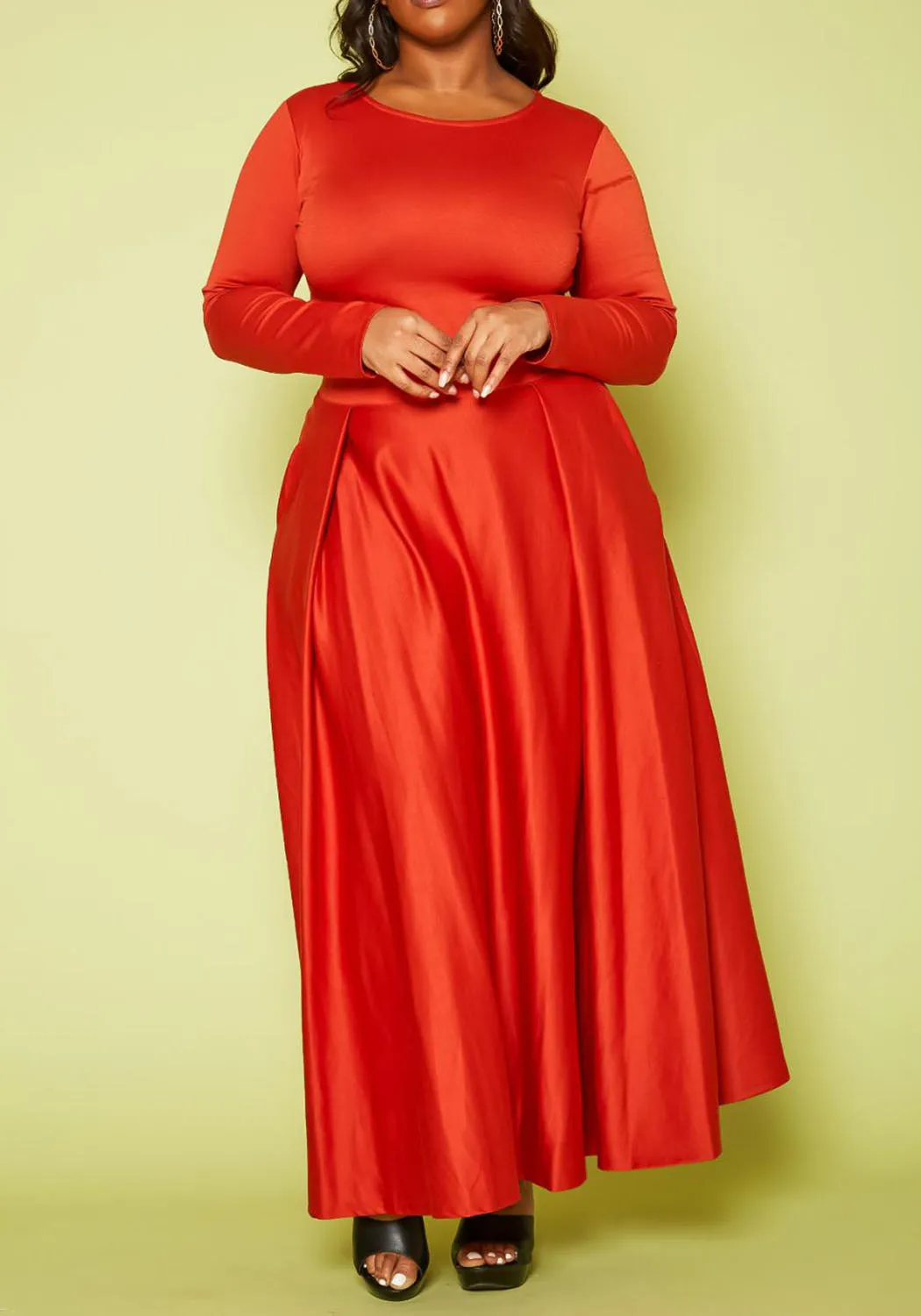 Hi Curvy Plus Size Women Crop Top & Maxi Flare Skirt Set