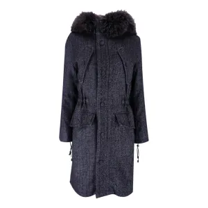 Hockley Saga Furs Tweed Coat With Fox & Rabbit Fur Trim. Size 10UK