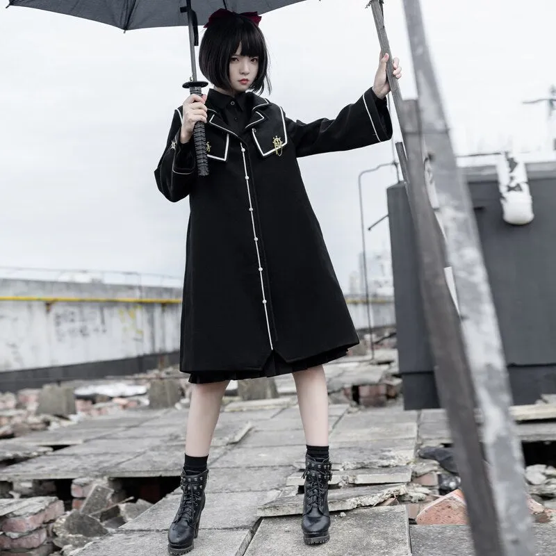 Holy Grail ~ Gothic JK Uniform Women's Long Wool Single Breasted Coat