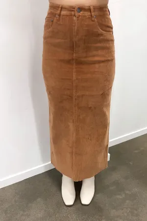 Huntley Cord Maxi Skirt Tan