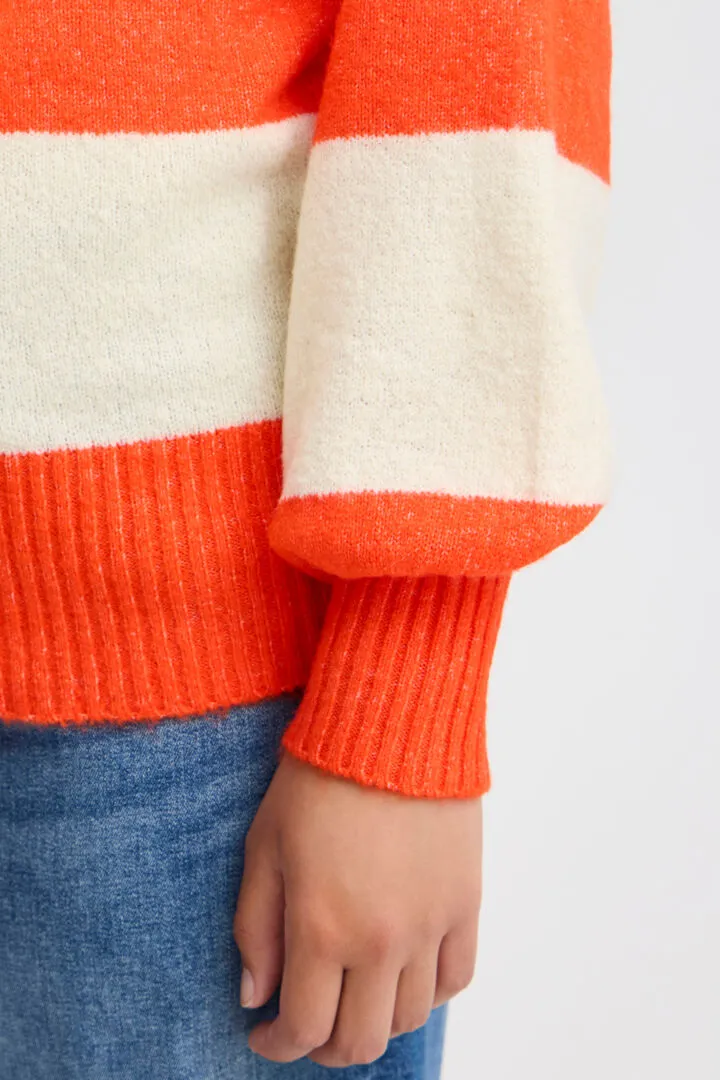 Ichi Eden Jumper-Orange/Almond Milk Stripe-20121529