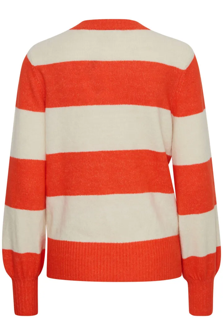 Ichi Eden Jumper-Orange/Almond Milk Stripe-20121529