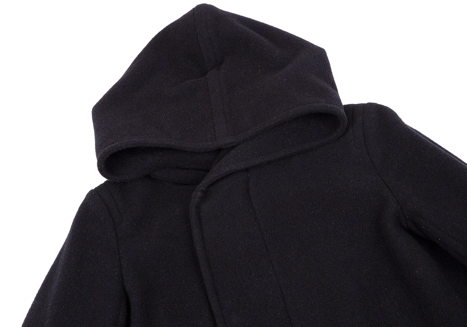 ISSEY MIYAKE JAPAN. zucca, Navy Wool Hooded Car Coat