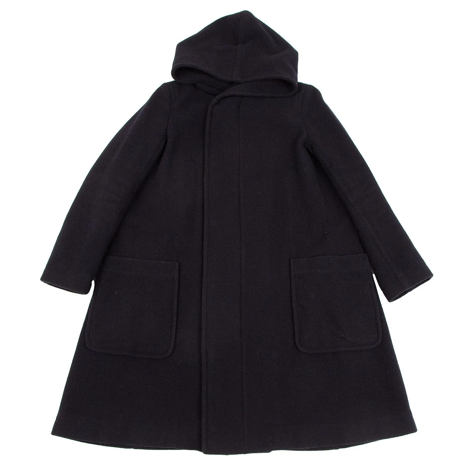 ISSEY MIYAKE JAPAN. zucca, Navy Wool Hooded Car Coat