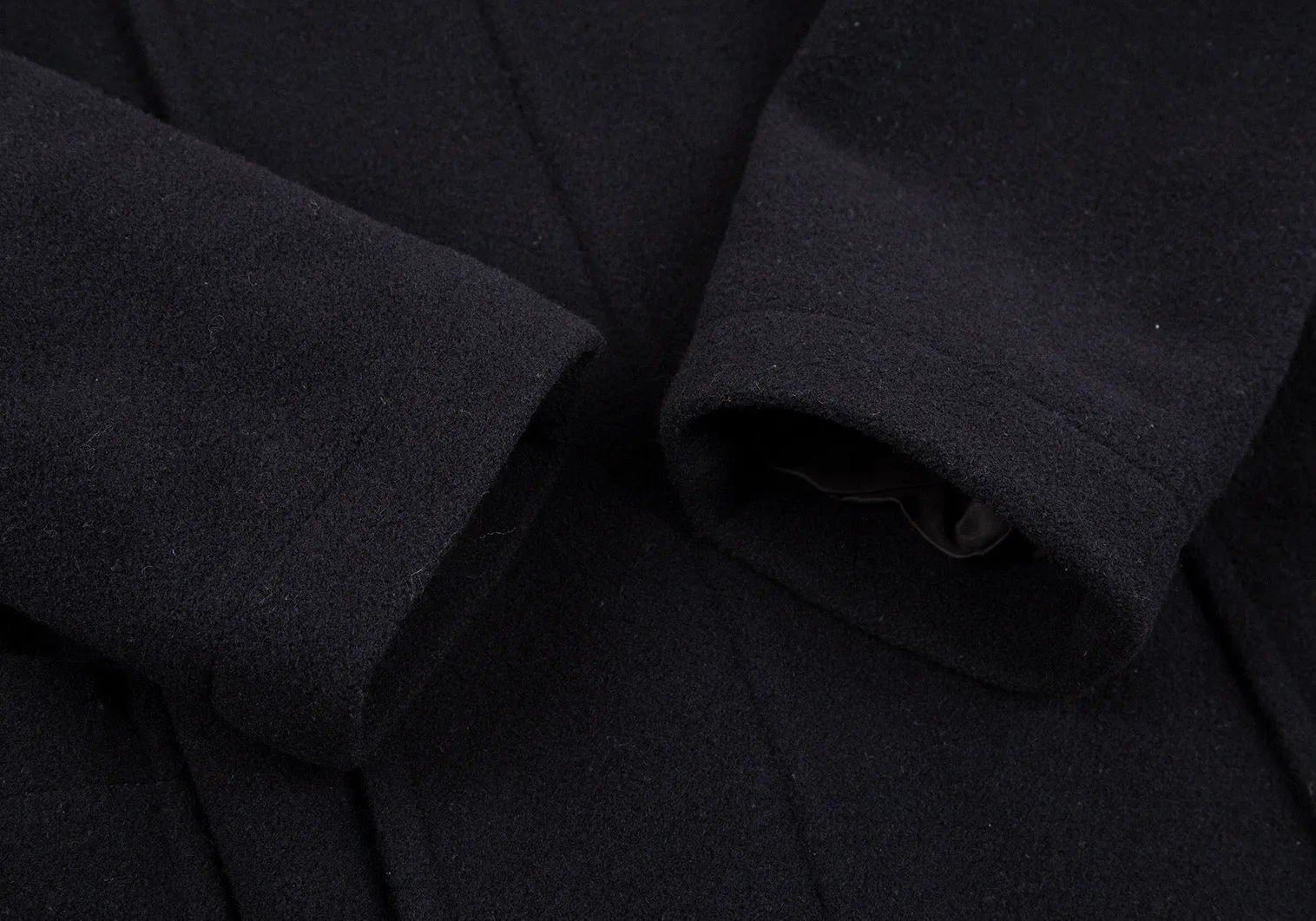 ISSEY MIYAKE JAPAN. zucca, Navy Wool Hooded Car Coat