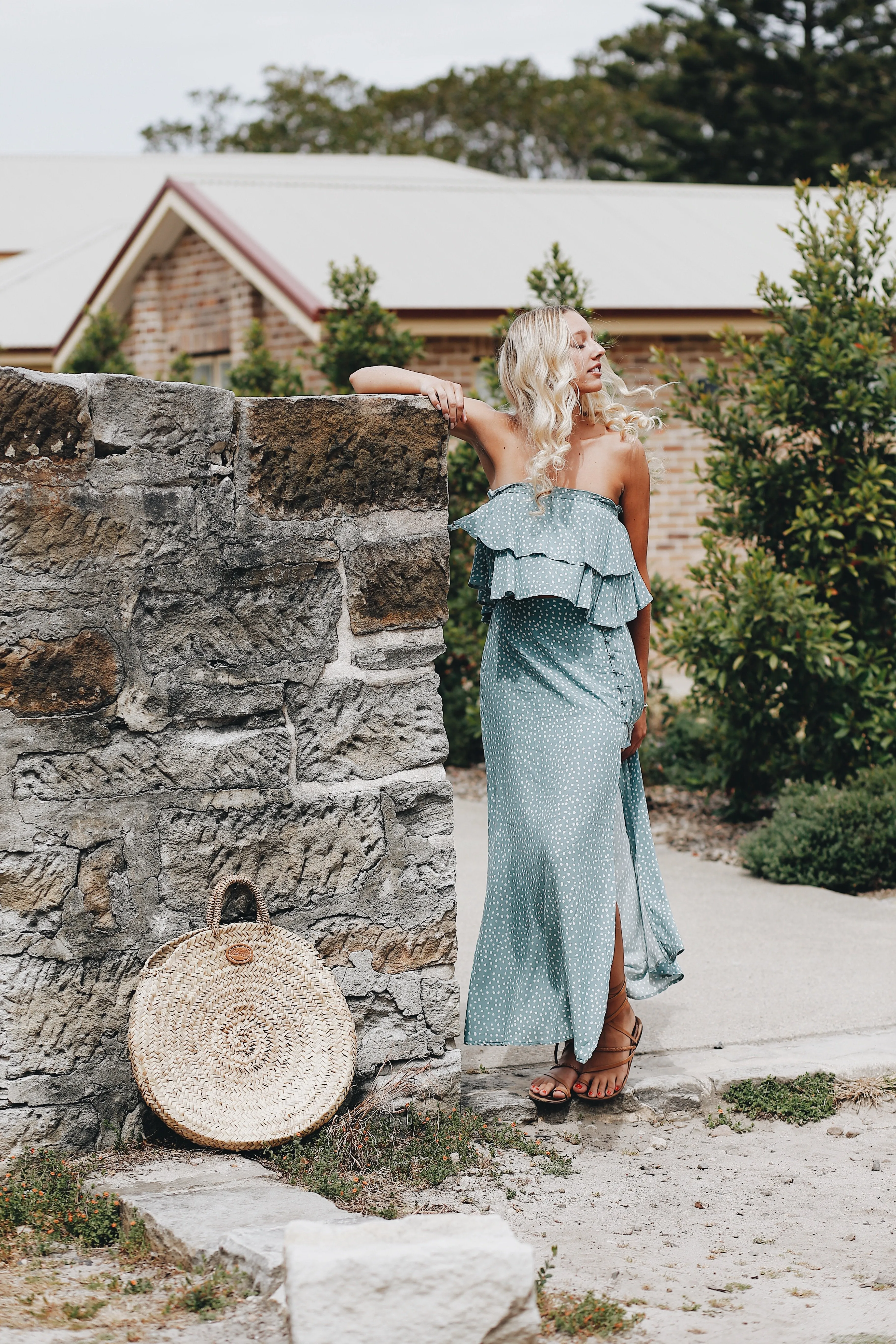 Jade Polkadot Maxi Skirt