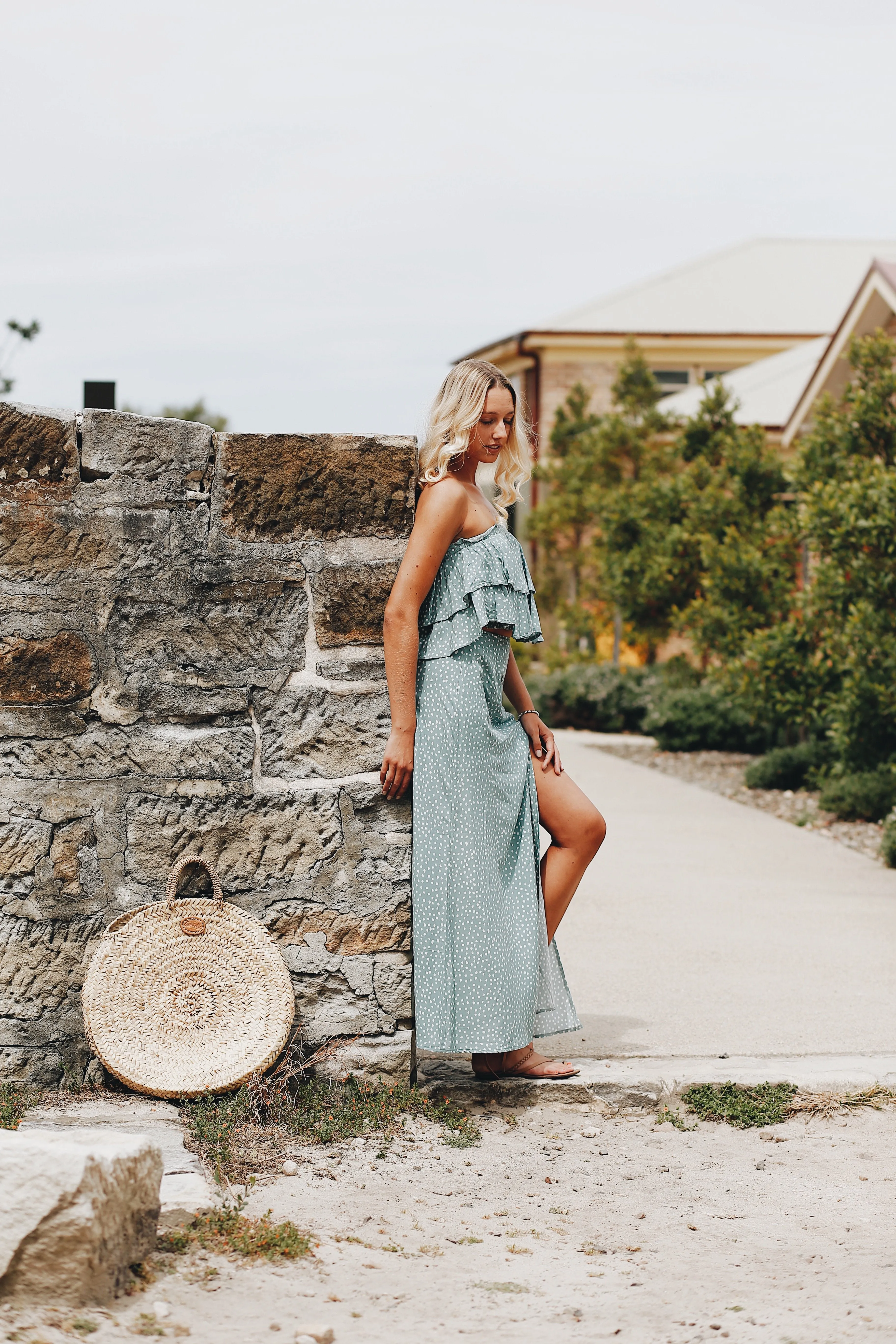 Jade Polkadot Maxi Skirt