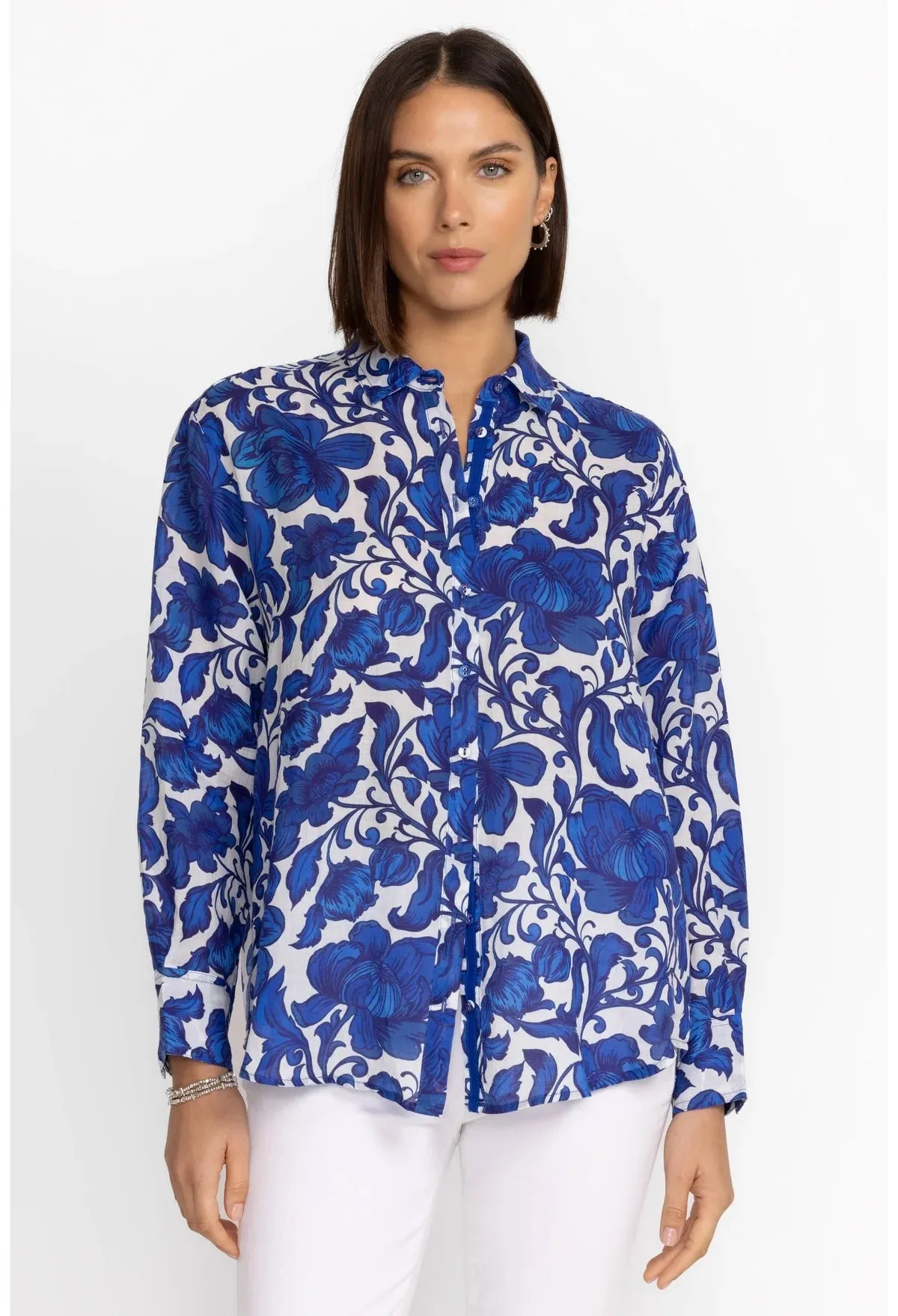 Johnny Was Boxy Linen Shirt - Camilla