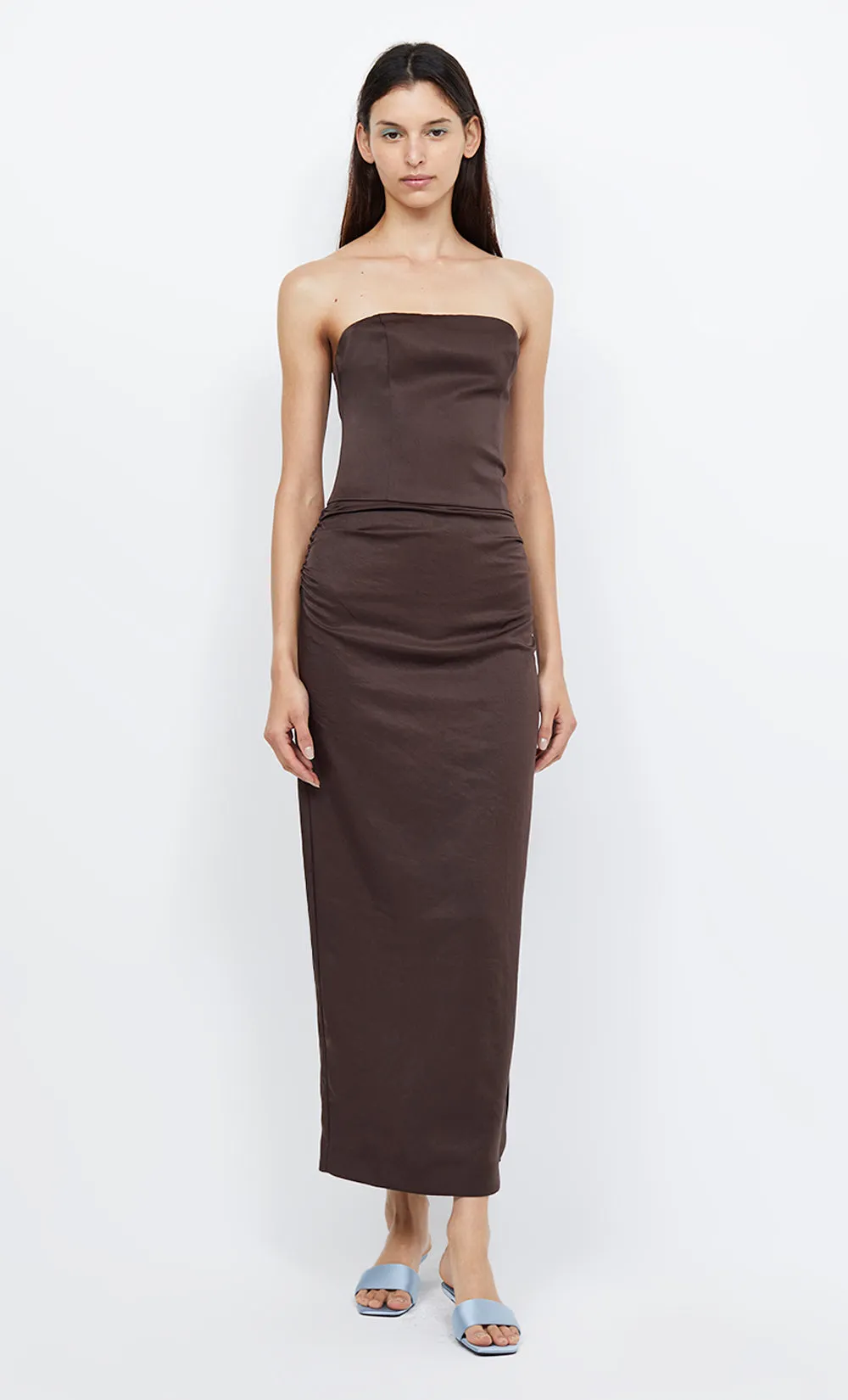 JONES STRAPLESS MAXI DRESS - COCOA