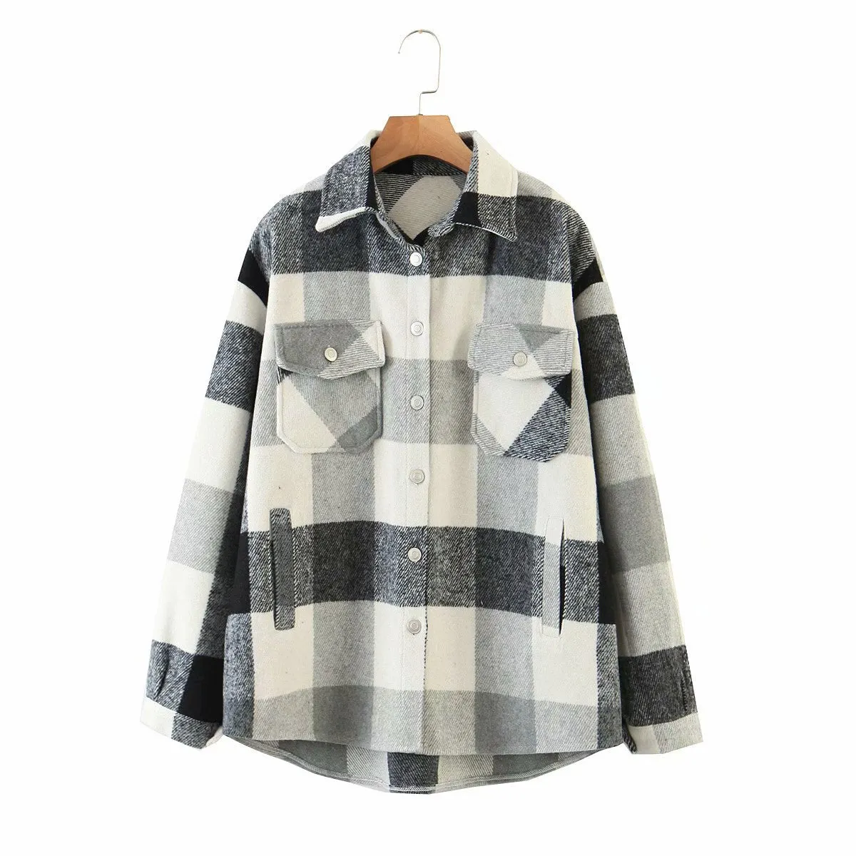 Joskaa Lapel check wool coat