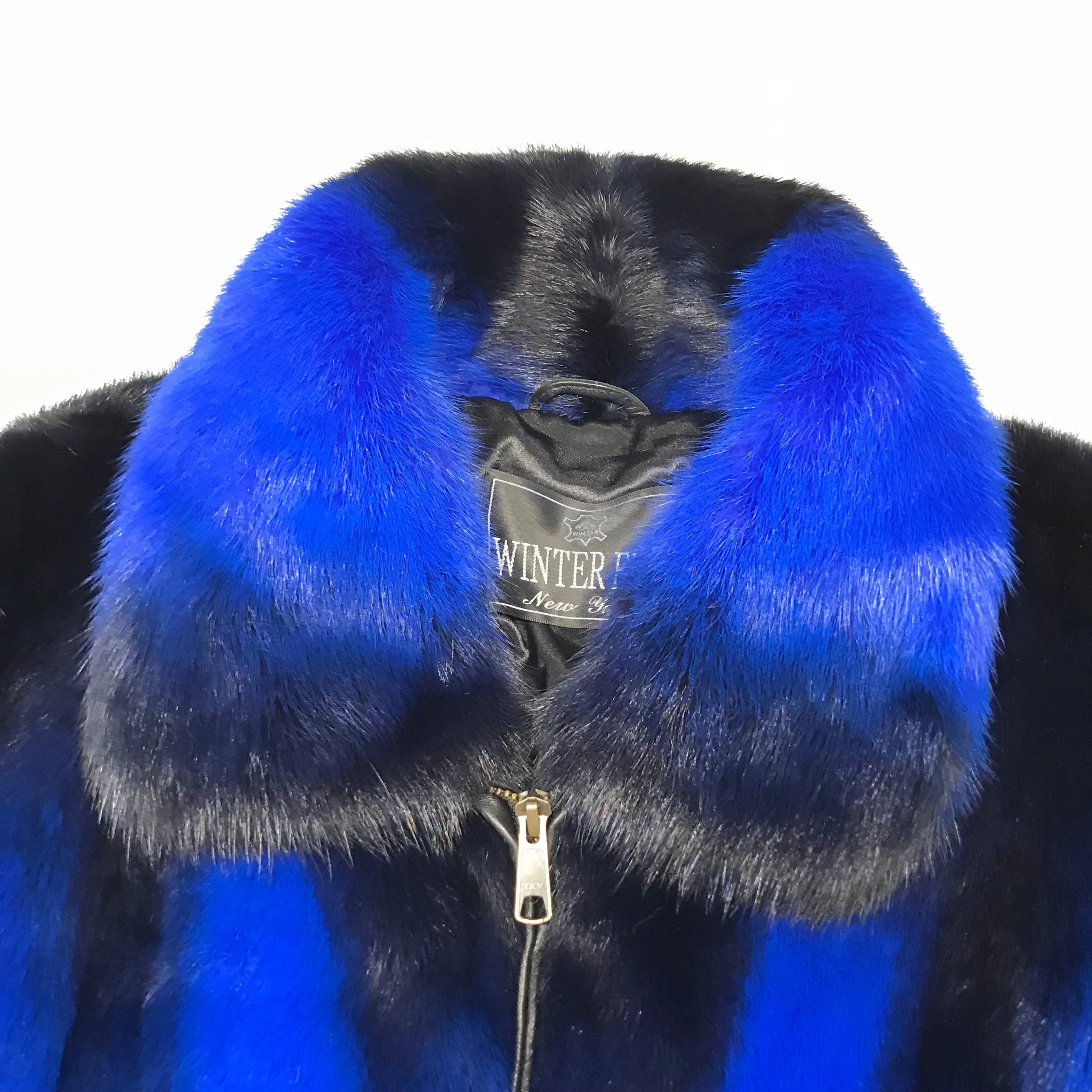 Kashani Blue Black Full Mink Fur Coat