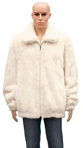 Kashani White Full Mink Bomber Fur Coat