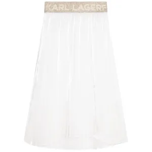 KL White Pleated Logo Skirt