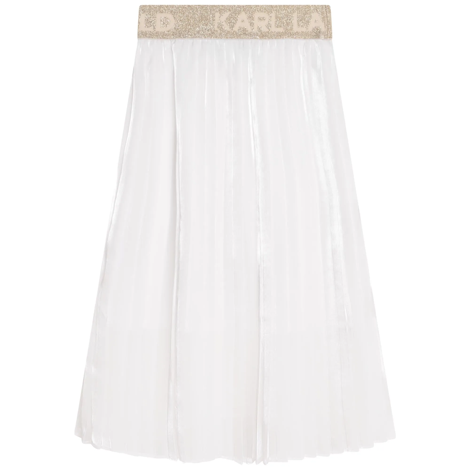 KL White Pleated Logo Skirt