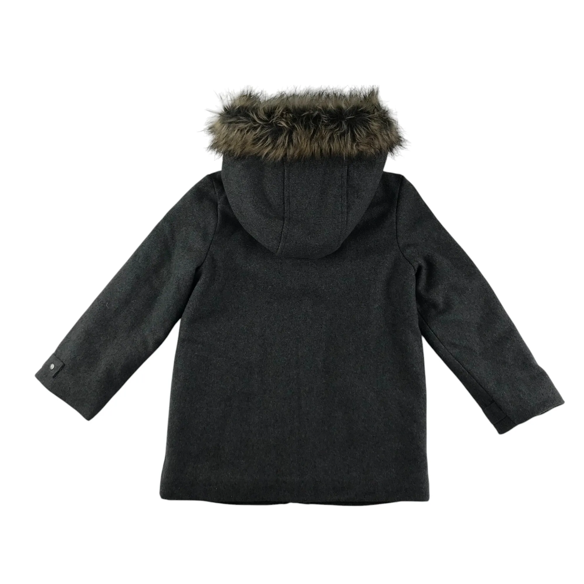 La Retoude coat 5-6 years grey coat with faux fur trim hood